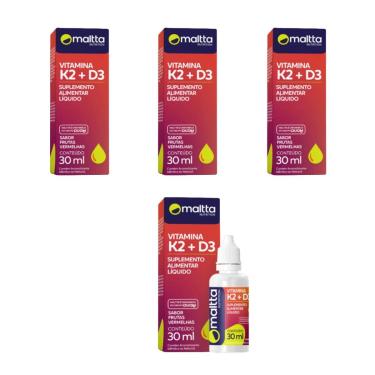 Imagem de Kit 4 Vitamina K2 + D3 4x30ml Sabor Frutas Vermelhas Maltta-Unissex