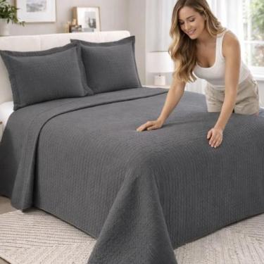 Imagem de Jogo Colcha Queen Camesa Loft 3 Peças Microfibra Matelassê Ultrassônic
