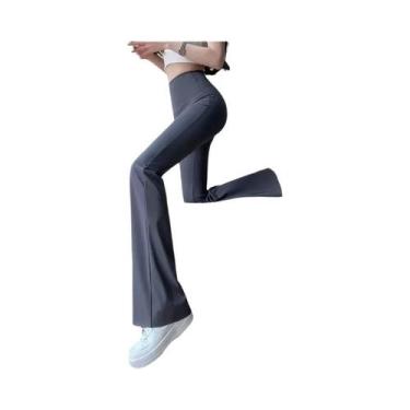 Imagem de Calças Femininas De Cintura Alta, Corte Slim, Cor Sólida, Estilo Boca 