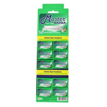 Imagem de Lâmina Barbear Inox Master 50 Peças - Master Barba - Super Barba