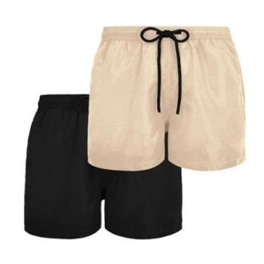Imagem de Kit 2 Short Tactel Masculino Praia Liso com Bolsos Cós Elástico Ajustável-Masculino