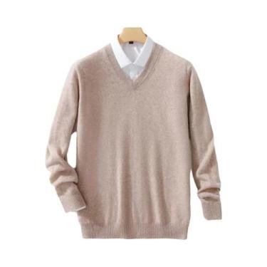 Imagem de Suéteres Masculinos De Lã E Cashmere Com Decote Em V, Malhas De Alta Q