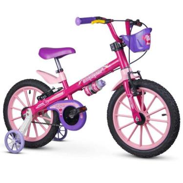 Imagem de Bicicleta Aro 16 Pink Cestinha Menina Com Rodinha Infantil - Nathor