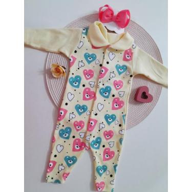 Imagem de Macacão Canelado Bebê, Manga Longa - Miukids , Rosa bebê, M