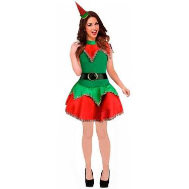 Imagem de Fantasia Elfo Duende Verde Natalino Adulto Com Chapéu e Cinto - Fantas