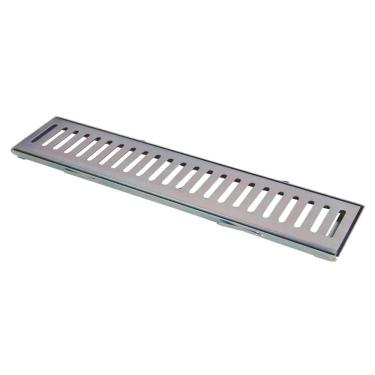 Imagem de Ralo Grelha com Caixilho Aço Galvanizado Chapa 2mm 10x100cm para Escoamento de Água Prata Metasal