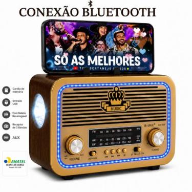 Imagem de Radio Cor Marrom 3199 Retro Bluetooth Lanterna Vintage AM FM Bateria R