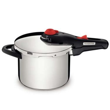 Imagem de Panela De Pressão Tramontina Solar Em Aço Inox Fundo Triplo Com 5 Dispositivos De Segurança 22Cm 6 L