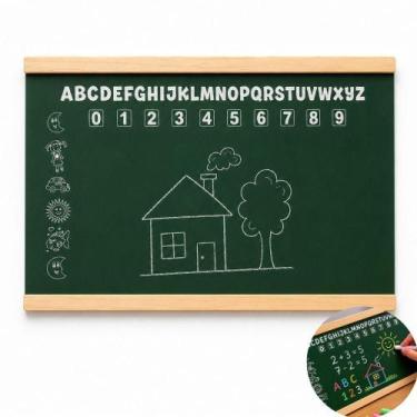 Imagem de Lousa verde infantil quadro escolar madeira educativa compacta recados