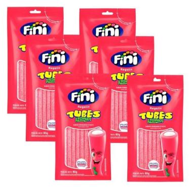 Imagem de Kit 6un Bala de Gelatina Tubes Cítrico Morango 80g - Fini