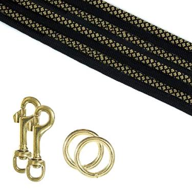 Imagem de Paracord Planet – Kit de coleira para animais de estimação 550 Paracord DIY – Correia para cães resistente, cabo longo de 7 pés com cabo canino, caminhada, corrida e treinamento para animais de estimação – Diamante dourado/preto