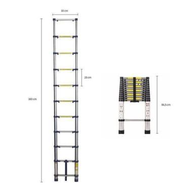 Escada Telescópica Dupla 16 Degraus 5m Aluminio Qualidade em