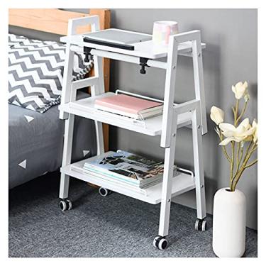 Imagem de Suporte de impressora de piso de 3 camadas, suporte para laptop com quatro rodas universais, capacidade para até 50 kg, suporte de impressora de quatro cores para mesa (cor: branco)