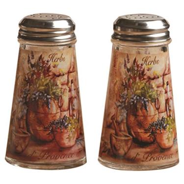 Imagem de Circleware Potes de saleiro e pimenteiro com tampas de metal (conjunto de 2), 113 g, design de ervas