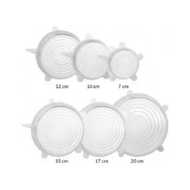 Imagem de Kit Tampa Silicone 6 Pç Reutilizável Elásticas Pote Lavável