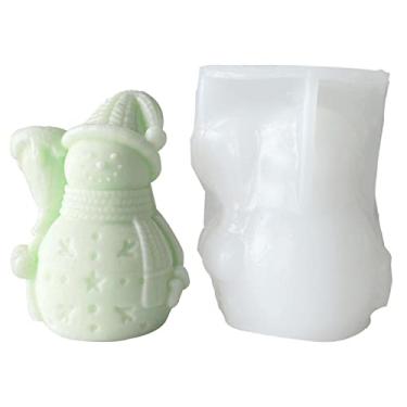 Imagem de Moldes de Vela de Natal - Moldes de Resina de Neve Silicone - Moldes de Silicone de Férias de Inverno em Forma de Neve para Velas Sabonetes Decoração de Prateleira de Natal