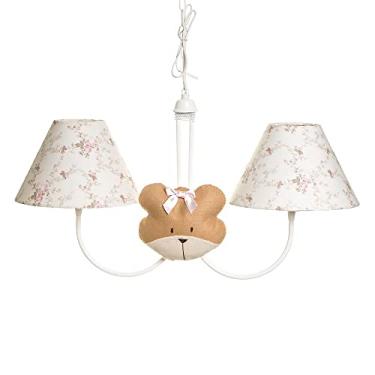 Imagem de Potinho de Mel Lustre com 2 Lâmpadas Simples com 2 Caras de Ursa, Quarto Bebê Infantil Menina