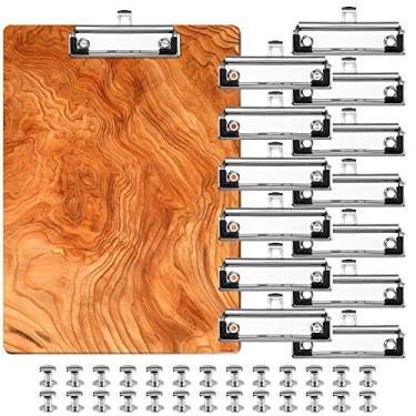 Imagem de Clipes para prancheta de transferência 13 peças + 52 rebites, faça você mesmo 10 cm de aço inoxidável resistente de baixo perfil leve com mola retrátil para pendurar pés de borracha apertos de canto escola escritório classe executiva