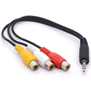 Imagem de Cabo divisor de áudio 3,5 para RCA, 3,5 mm Mini 1/8" TRS estéreo macho para 3 RCA fêmea adaptador de conector - 25 cm (3,5 mm macho reto para 3RCA fêmea)