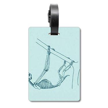 Imagem de Esboço Esqueleto Preguiça Animal Mala Etiqueta Bagagem Cartão Pendurado Etiqueta Scutcheon Etiqueta, Multicolorido.