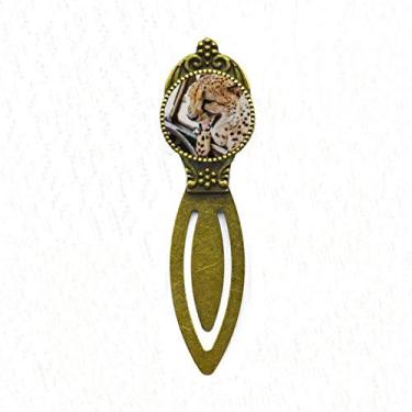 Imagem de Marcador de página retrô com etiqueta de escritório de organismo terrestre animal selvagem leopardo