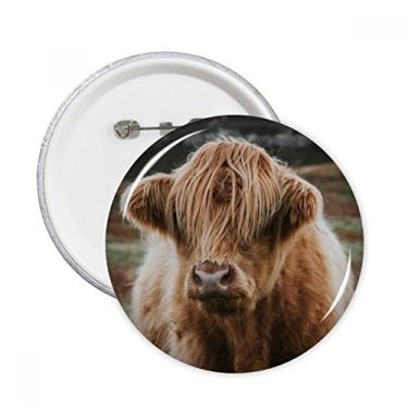 Imagem de Emblema de organismo terrestre animal selvagem búfalo redondo broche de broche de botão decoração acessório 5 peças