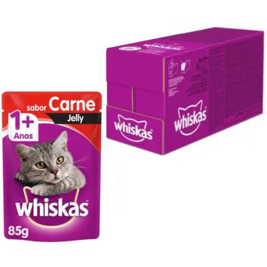 Imagem de Kit Ração Úmida Whiskas Sachê Carne Jelly para Gatos Adultos - 20 Unidades