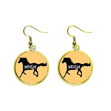 Imagem de Brinco feminino Mustang Running Dash Neigh Ear Pingente gota dourada, metal