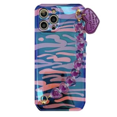Imagem de Capa de telefone em forma de coração com textura de leopardo roxo para iPhone 12 11 Pro Max 7 8 Plus SE 2020 X XR XS Max Straight Edge tampa traseira, b, para iphone 12
