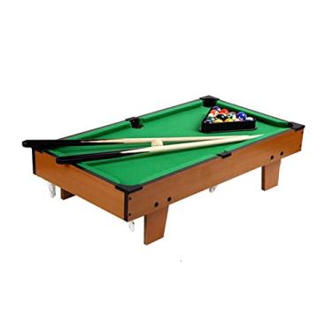 Imagem de Braiton Mini conjunto de jogos de bilhar de mesa para crianças, jogos interativos portáteis para pais e filhos, presentes para crianças, inclui um conjunto de bolas de bilhar, 2 tacos, rack triangular, marrom, pequeno