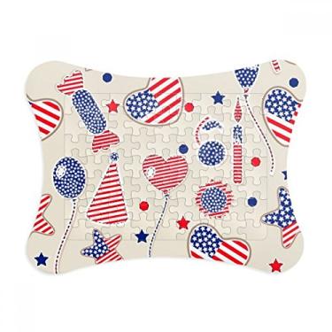 Imagem de Decoração de quadro com balão dos EUA, bandeira de coração, estrela, festival, quebra-cabeça, enfeite de jogo