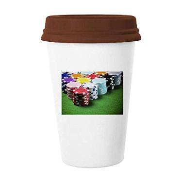 Imagem de Caneca com foto de jogo de mesa verde Chip Copo de cerâmica Tampa para copo de café