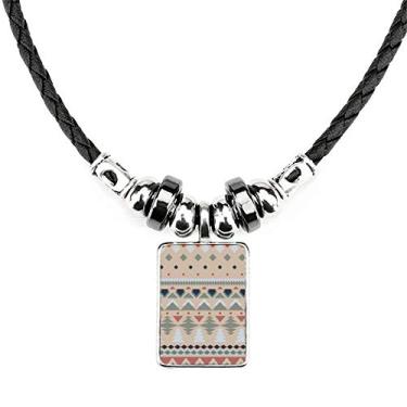 Imagem de DIYthinker Colar azul vermelho cinza losango triangular joia Torque pingente de corda de couro