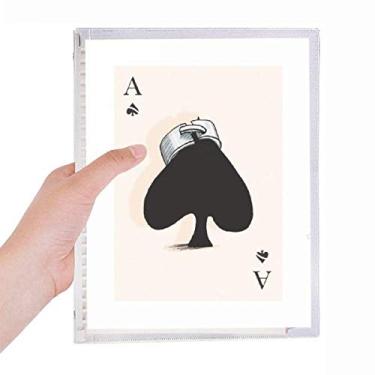 Imagem de Caderno com estampa de cartas de baralho Spade A com folhas soltas para diário recarregável