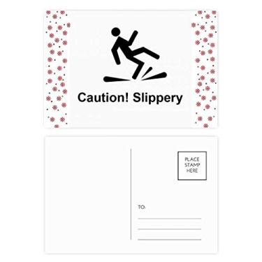 Imagem de Caution Slippery Black Symbol Christmas Christmas Flower Celebration Cartão Postal Blessing Mailing Card