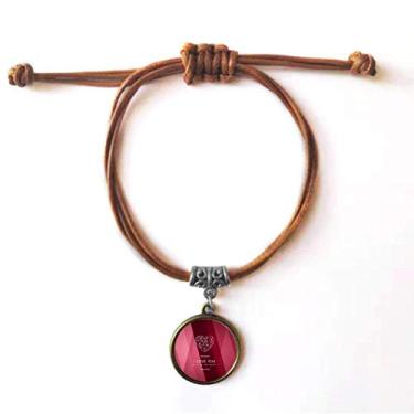 Imagem de DIYthinker Pulseira de couro com corda de couro vermelho para Dia dos Namorados Dia dos Namorados Presente de joia marrom