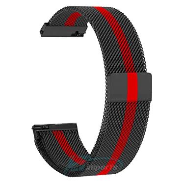 Imagem de Pulseira 22mm Magnética Milanese compatível com Samsung Galaxy Watch 3 45mm - Galaxy Watch 46mm - Gear S3 Frontier - Amazfit GTR 47mm - Marca Ltimports (Preto/Vermelho)