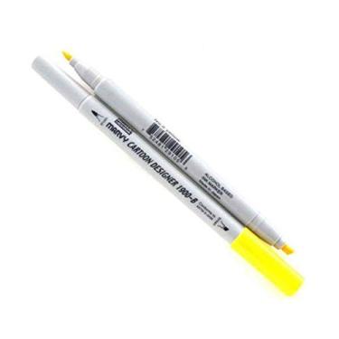 Imagem de Caneta Marcador Artístico Marvy Uchida Cartoon Designer Ponta Dupla no. 05 Yellow 1900-B