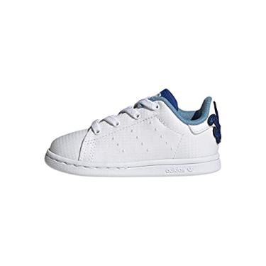 Imagem de adidas Originals Tênis infantil Stan Smith (End Plastic Waste), Branco/Branco/Team Royal Blue, 6 Toddler
