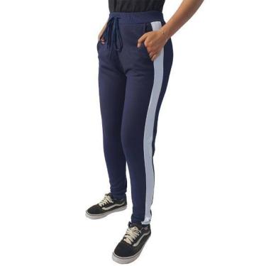 Imagem de CALÇA DE MOLETOM SLIM JOGGER LISTRA FEMININA - M14-AZULMARINHO-PP-Feminino