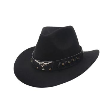 Imagem de Colaxi Chapéu de cowboy ocidental, chapéu de sol, decoração confortável, feminino, masculino, cowgirl, proteção solar para pesca, férias, acampamento, preto