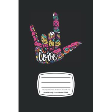 Imagem de ASL I Love You Handwriting Book - Caderno de exercícios de prática de caligrafia para jardim de infância: caderno pequeno (15,2 x 23 cm), 120 páginas, capa com acabamento fosco - caderno de linguagem