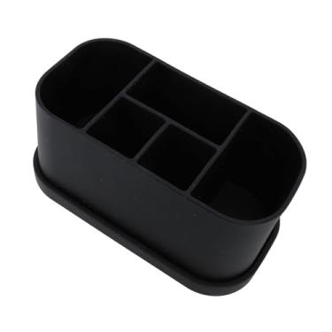 Imagem de Organizador de Bancada do Banheiro, 5 Slots Base de Resistência Ao Deslizamento Design Simples Suporte de Pasta de Dentes de Silicone Removível para Cosméticos (Preto)