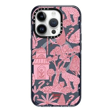 Imagem de CASETiFY Capa Impact para iPhone 15 Pro [4X testado contra quedas de grau militar/proteção contra quedas de 2,5 m/compatível com Magsafe] - Estampas de animais - Cheetah Paradise Pink - Azul clássico