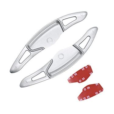 Imagem de HIBEYO Volante esportivo de alumínio maiores capas de extensão de câmbio de pá para Hyundai kona loniq Veloster extensões de câmbio de remo de substituição prata