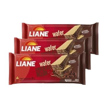 Imagem de Biscoito Wafer Chocolate Belga Sem Lactose Liane contendo 3 pacotes de 90g cada