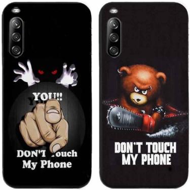 Imagem de 2 peças Bear You Don't Touch My Phone impresso TPU gel silicone capa traseira para celular Sony Xperia todas as séries (Sony Xperia L4)