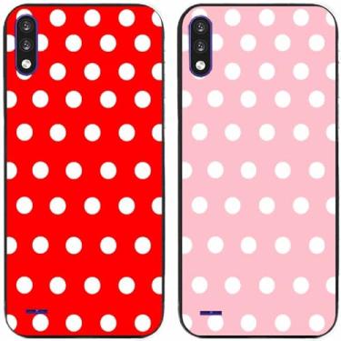 Imagem de 2 peças de capa de telefone traseira de silicone em gel TPU com bolinhas vermelhas e rosa para LG Series (LG K22)