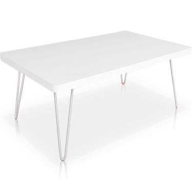 Imagem de Mesa de Centro Dublin Retangular em Aço e MDF Clean - Branca - Genus M