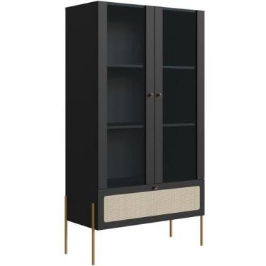 Imagem de Cristaleira Para Sala de Jantar 2 Portas Industrial Indy A03 Nero Dour